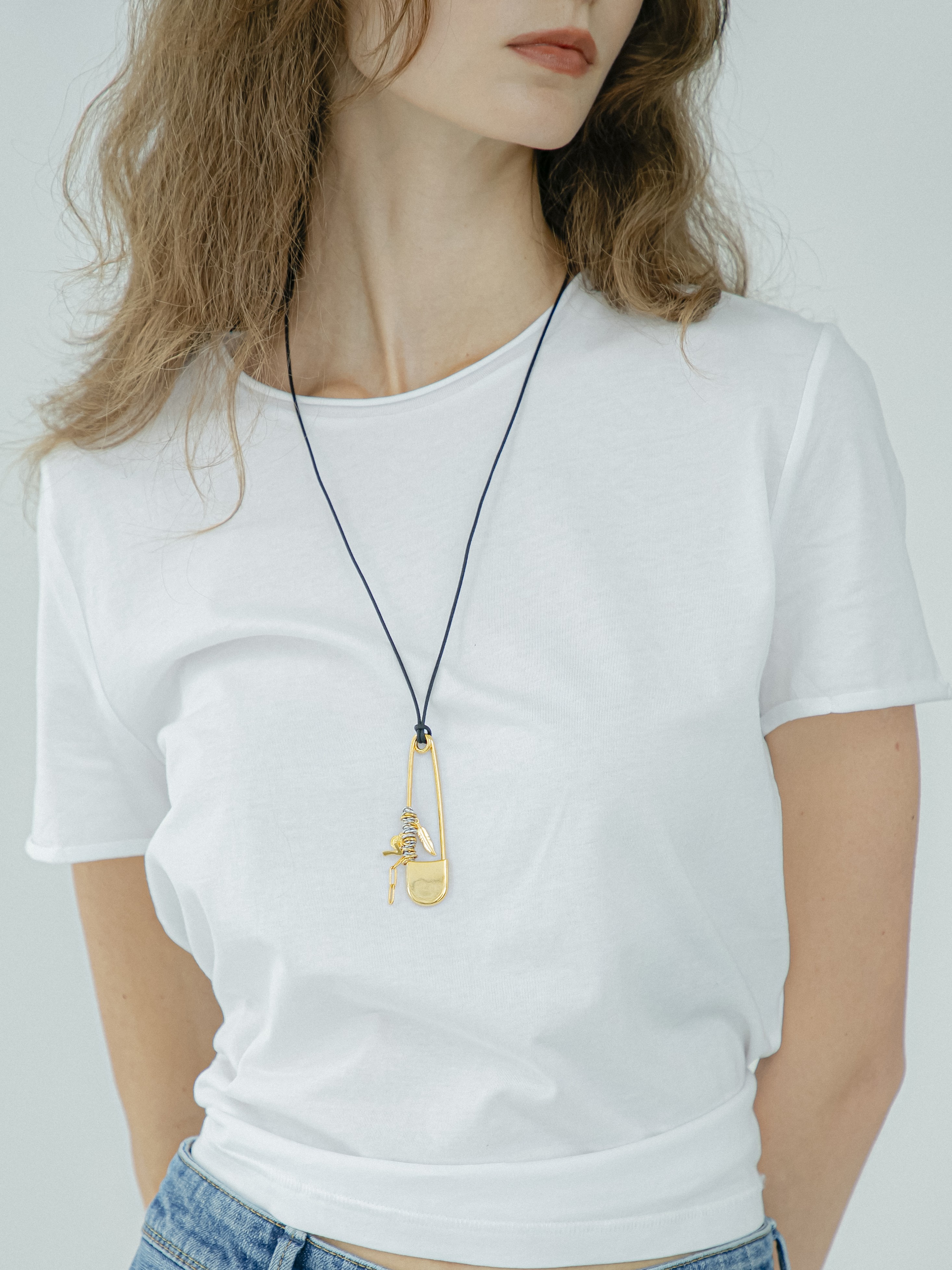 Coil charm pin necklace