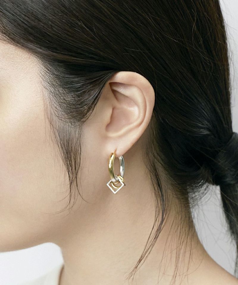 LAPUIS] Bicolor hoop pierced earrings | CASSELINI ONLINE