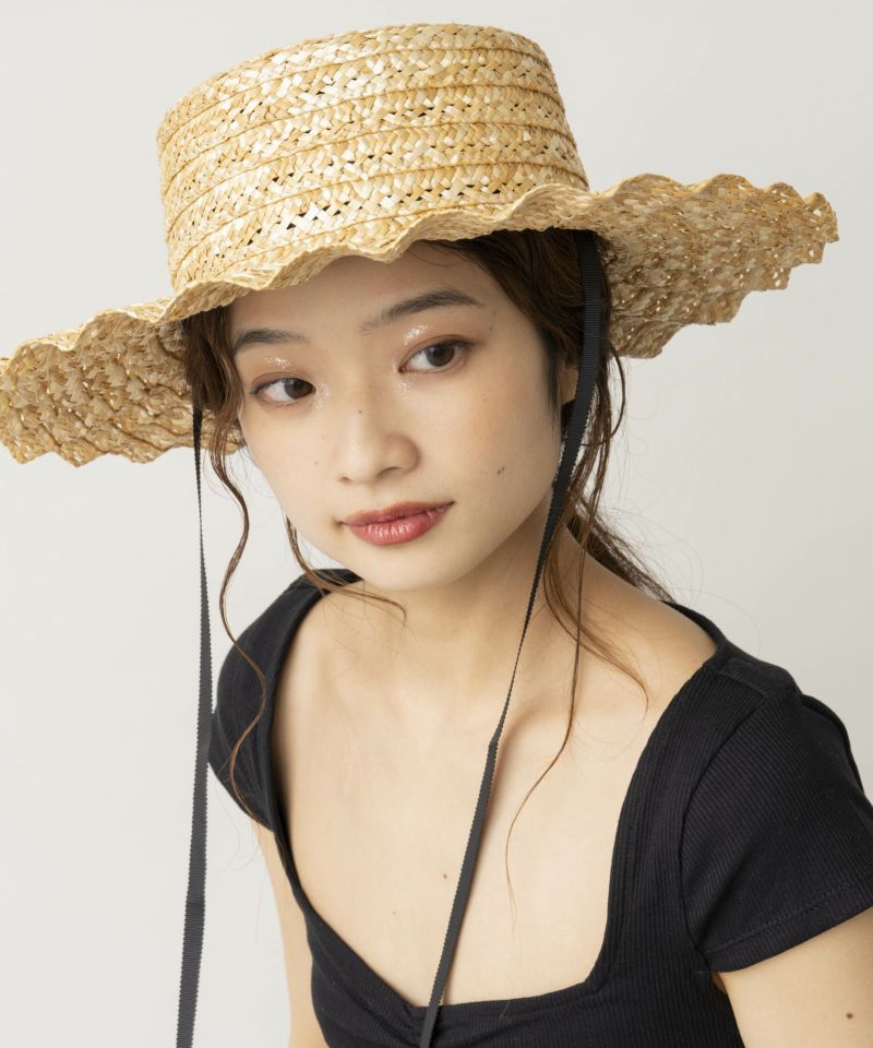 キャセリーニ なみなみハット　麦わら帽子 キャセリーニ なみなみハット麦わら帽子