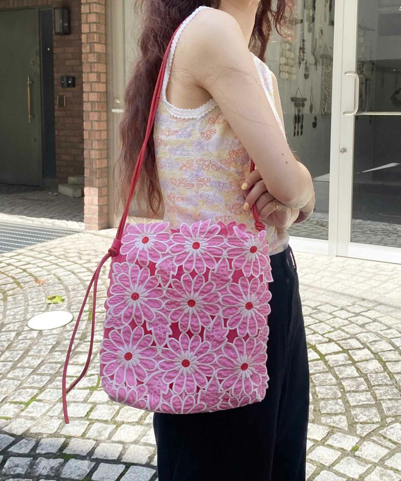 【新品未使用】FEILER 刺繍エコバッグ ホワイト ピンク エコバッグ ボールアンドチェーン FEILER フェイラー ピンク ハイジ