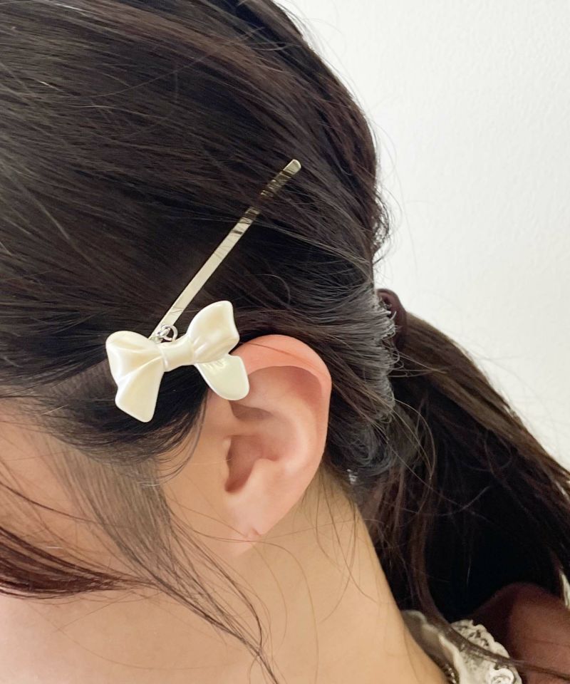 Babylclub ポップアップ リボン ペアピン イマリ リボン 一粒パール リボン ヘアピン（ヘアピン）｜Rora（ローラ