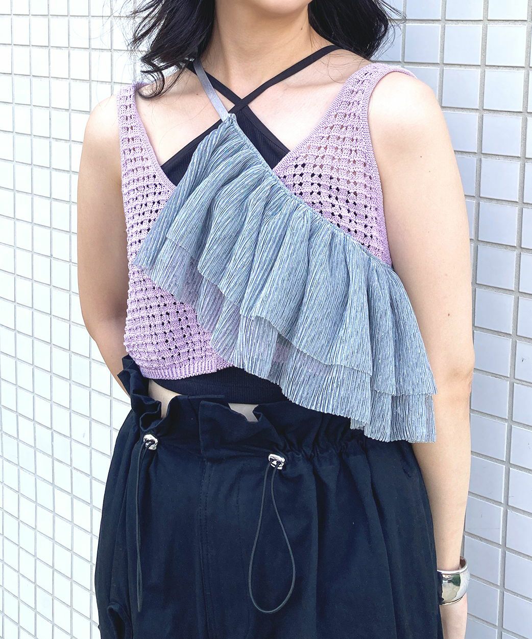 Casselini(キャセリーニ)キラキラプリーツフリル付け襟 | CASSELINI