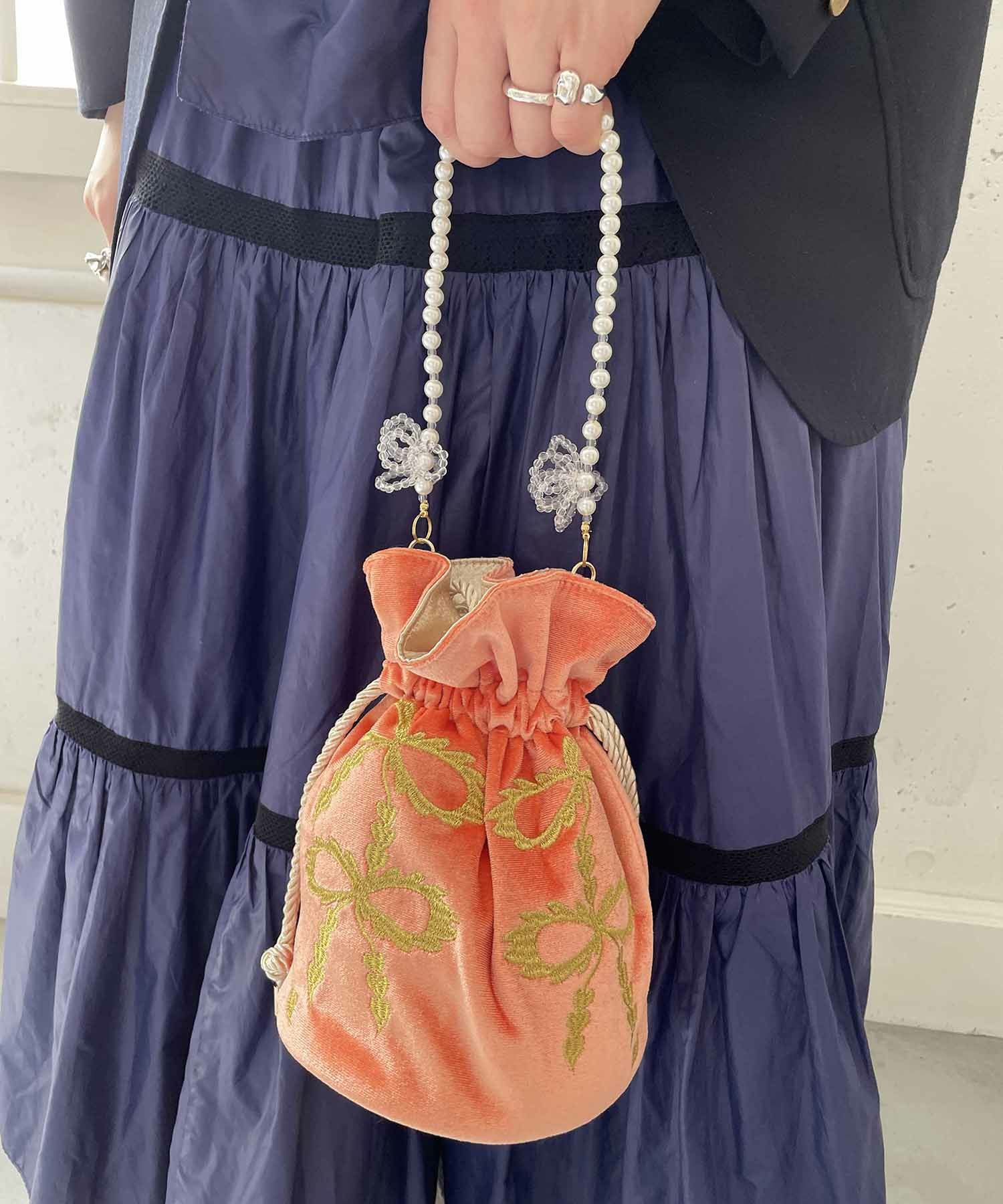 Casselini(キャセリーニ)スカラップエンブロイダリー巾着 | CASSELINI