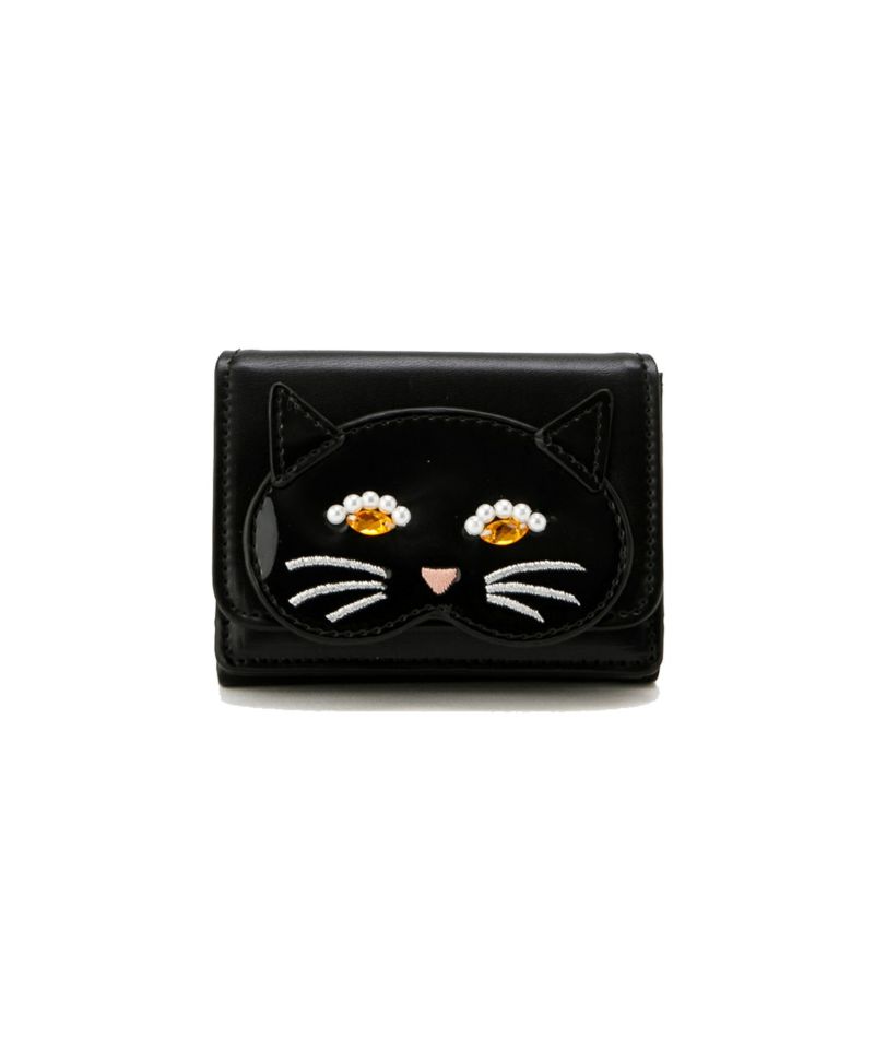 ハンドメイド 黒猫モチーフ バイカーズウォレット