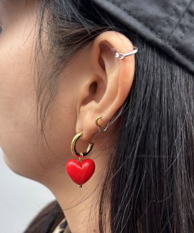 Fruitjolie☆アップルレッドカルセドニーピアス