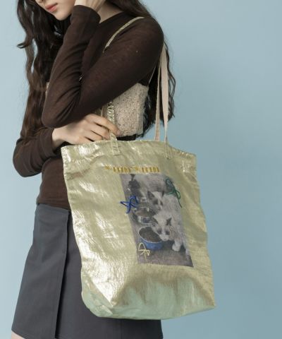 Casselini(キャセリーニ)キャットプリント刺繍トート