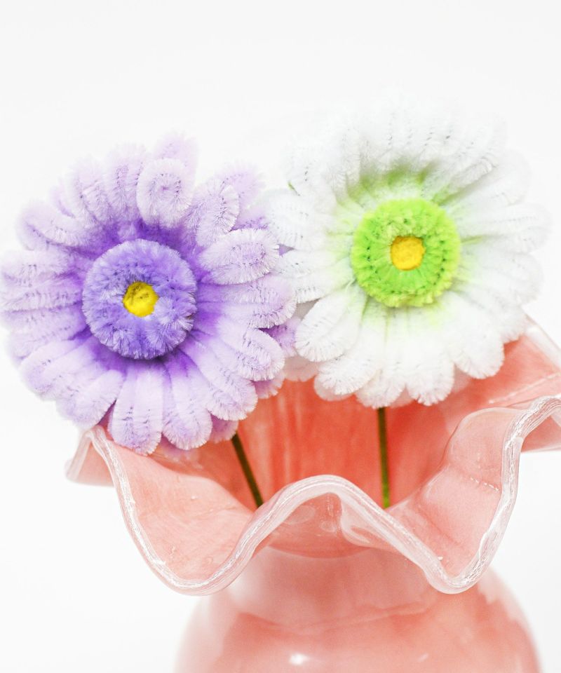 モールフラワー ガーベラ鉢植え3色×3 紫 白 ピンク 枯れない花