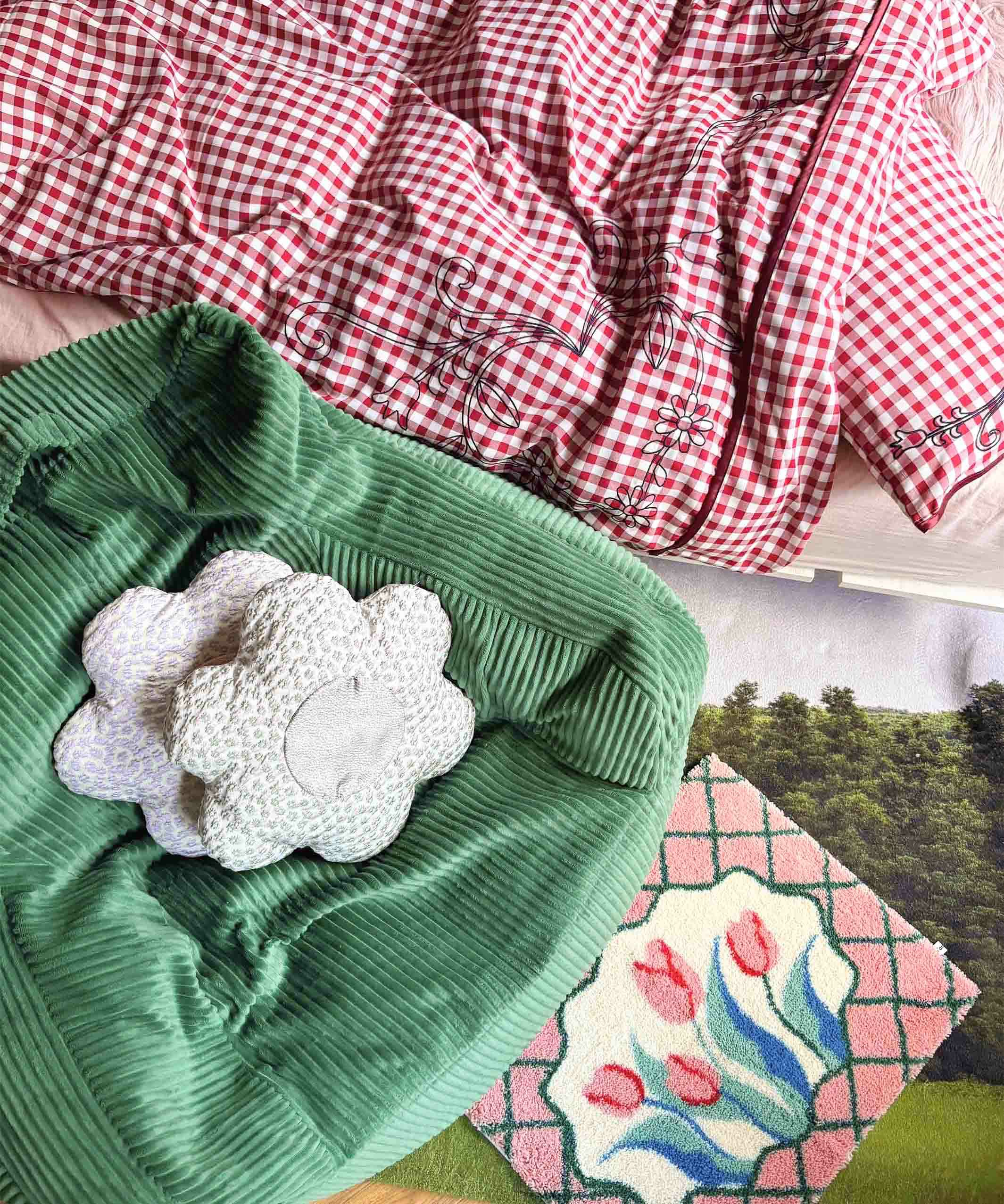 Casselini HOME(キャセリーニ ホーム)フラワー刺繍布団カバーセット