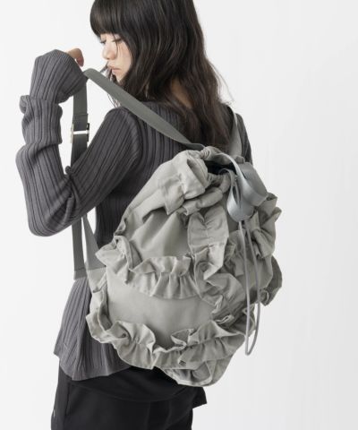 コーデュラ×リサイクルレザー スクエアリュックサック（バック