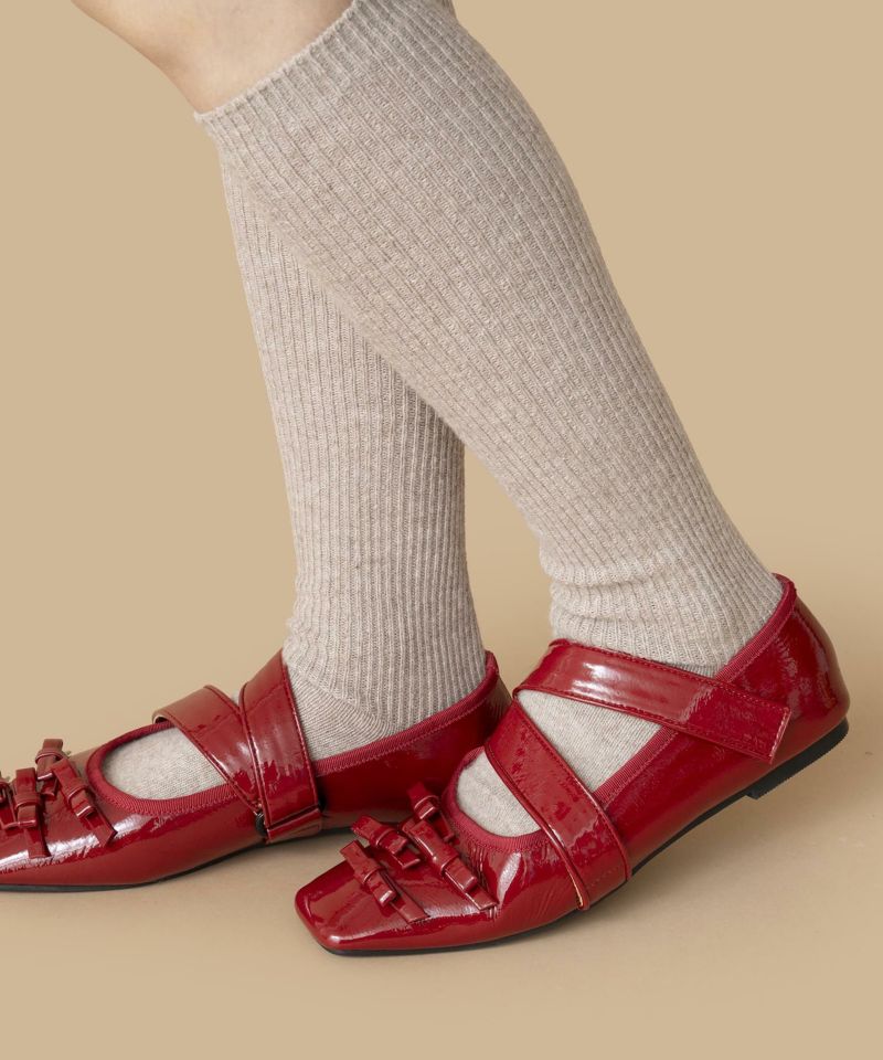 ダ*チ様 リボン　パンプス　シューズ　フラット　25cm マシュマロ GU公式 | マシュマロフラットパンプス+E