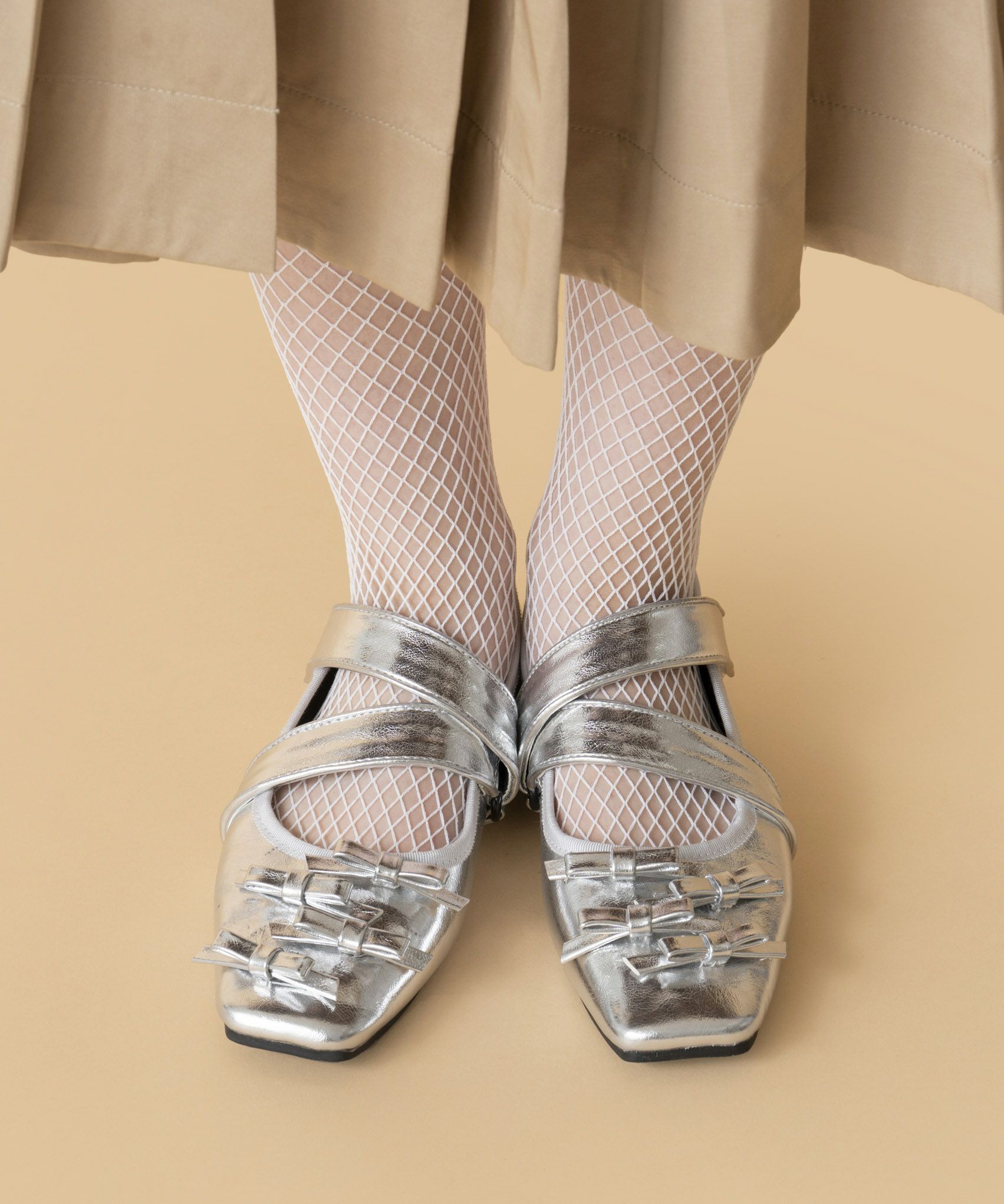 ダ*チ様 リボン　パンプス　シューズ　フラット　25cm マシュマロ GU公式 | マシュマロフラットパンプス+E