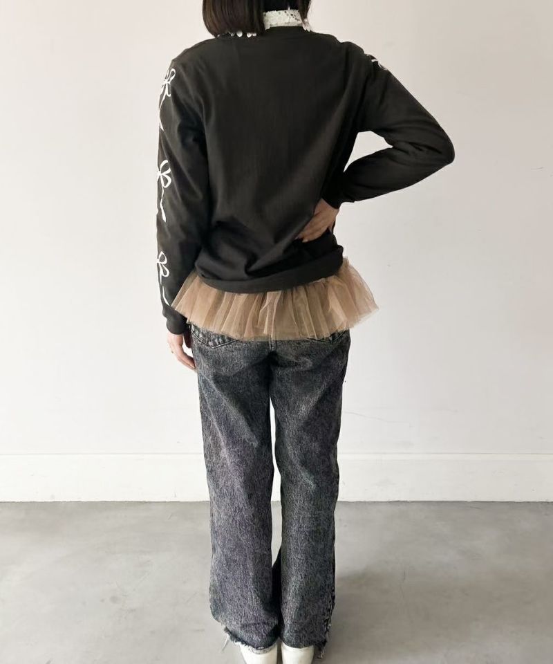 tシャツ Casselini(キャセリーニ)メタリックリボンロンT レディース Casselini(キャセリーニ)メタリックリボンロンT（Tシャツ