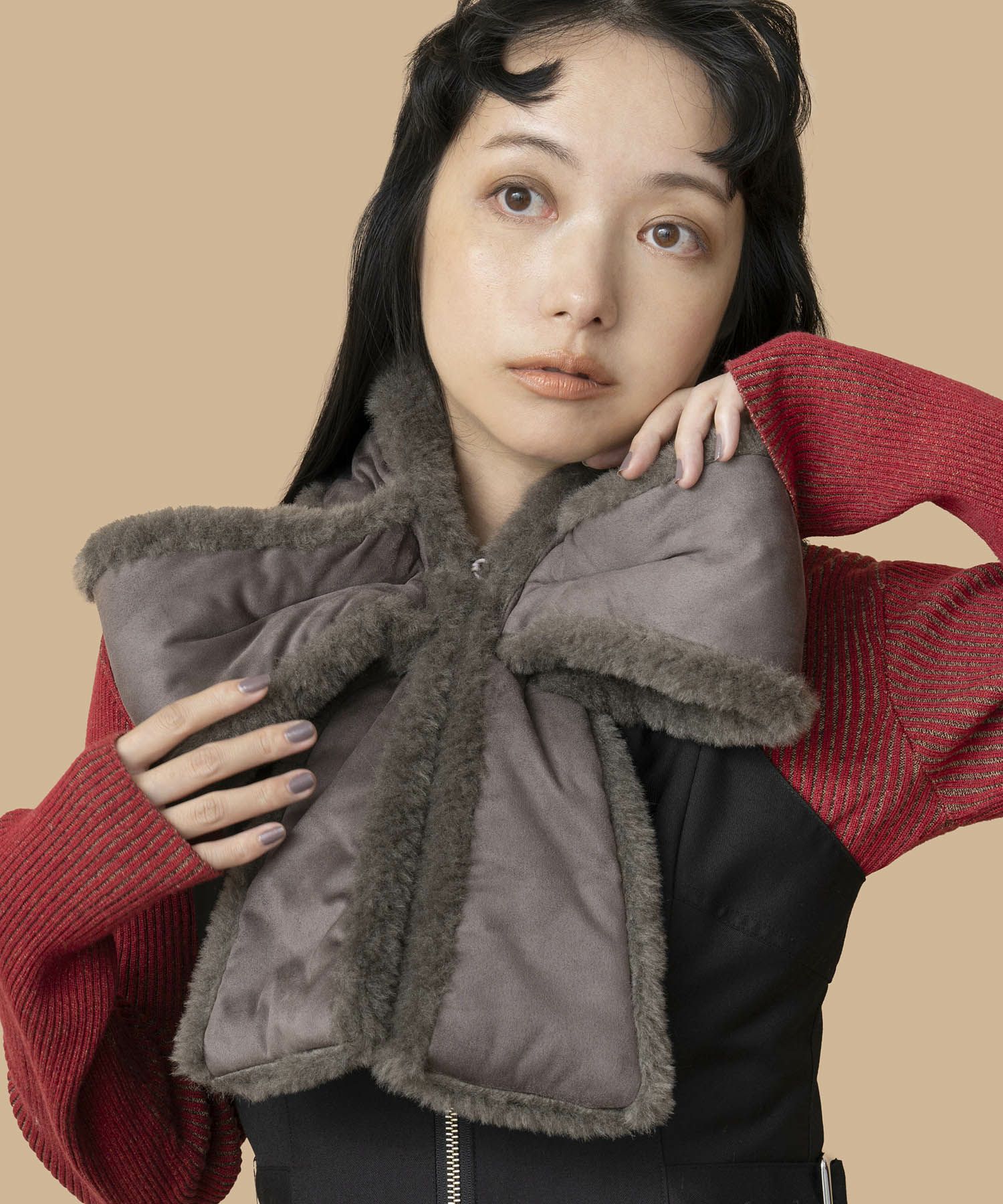 Casselini(キャセリーニ)ムートン風リボンティペット | CASSELINI