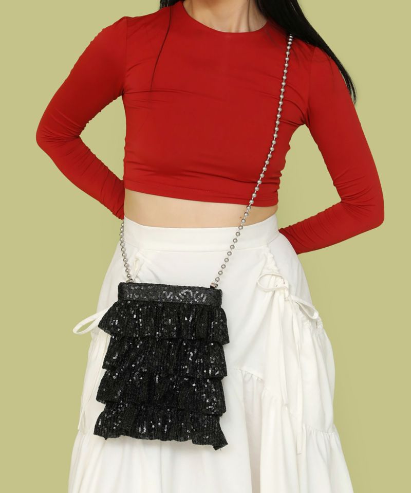 Casselini(キャセリーニ)キラキラフリルプリーツポシェット