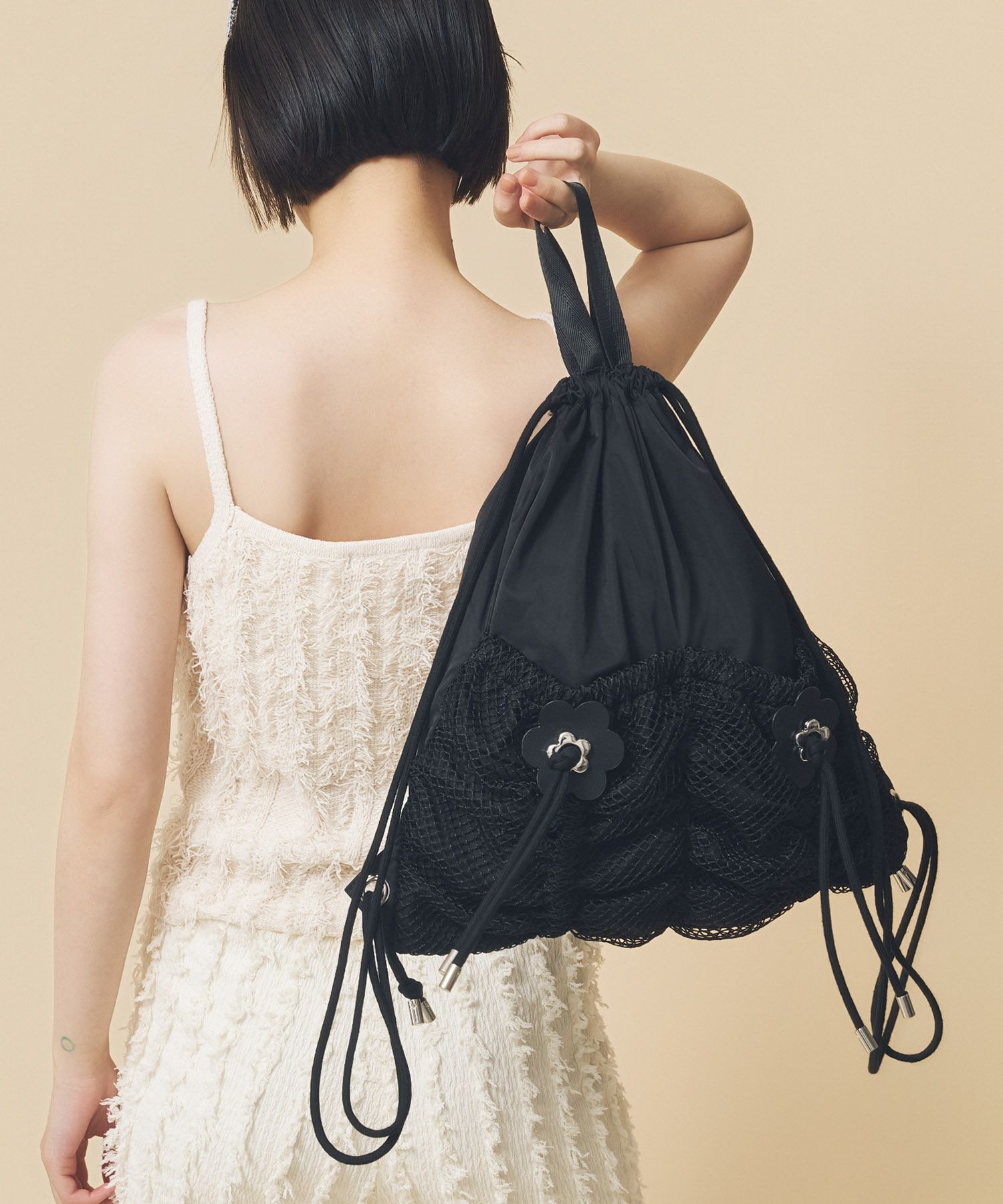 【激安】新品被布　3224 Casselini(キャセリーニ)フラワーモチーフナップサック＜1月下旬発送